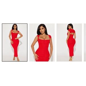Fashion Nova Red Sleeveless Bodycon Dress